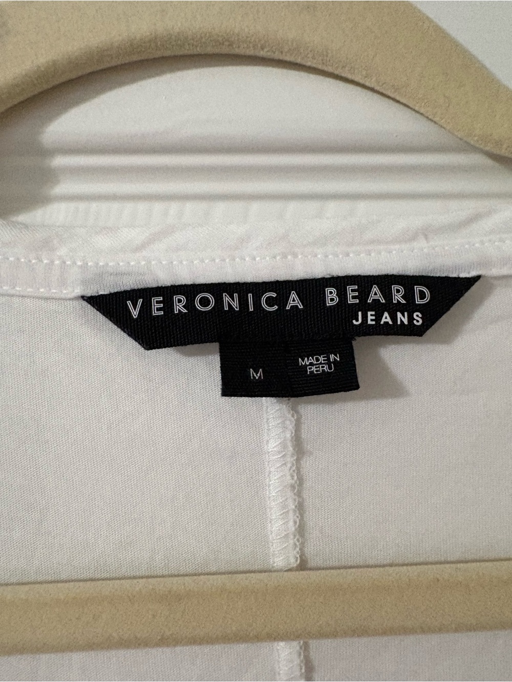 Veronica Beard White Pima Cotton V Neck Tee M Minimal Luxury Basic Top - Picture 3 of 6